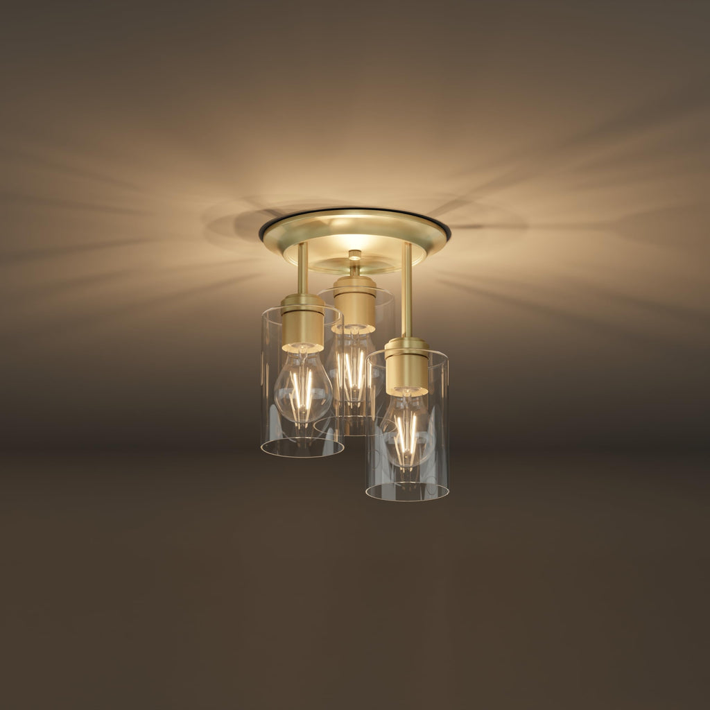 3-Lights Semi Flush Mount Ceiling Light Fixture Gold