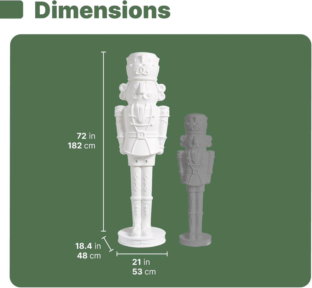 Nutcracker Prince Paintable DIY Holiday Statue, 6-Foot Tall, White