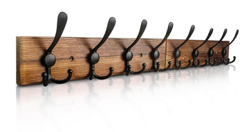 Coat Rack Wall Mount 31.5'' Coat Hanger Wall Mount Burnt Brown Coat Hooks for Wall Rustic Towel Racks Living Room
