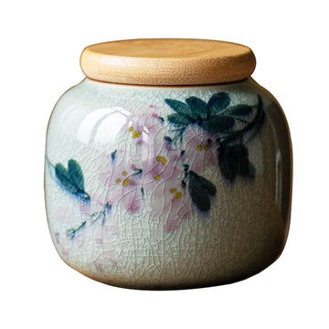 Ceramic Tea Canister for Loose Tea Japanese Style Tea Coffee Sugar Storage Pots Jars Ceramic Traditional Tea Caddy