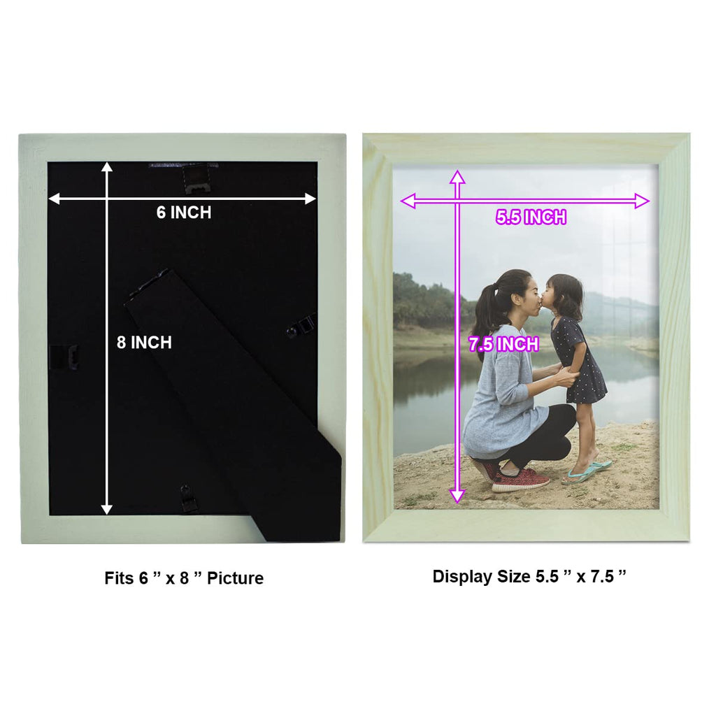 8x10 inch Solid Wood Picture Frame, High Definition Glass and High-end Modern Style Cream Colored for Wall and