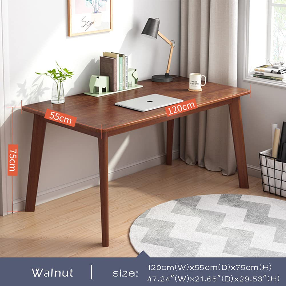 Simple Wooden Writing Desk - 47" W PC Laptop Computer Table, Walnut