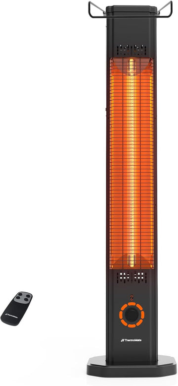 1500W Electric Patio Heater - Carbon Fiber Infrared Tower Heater for Outdoor Use - IP65 Waterproof, 2-in-1