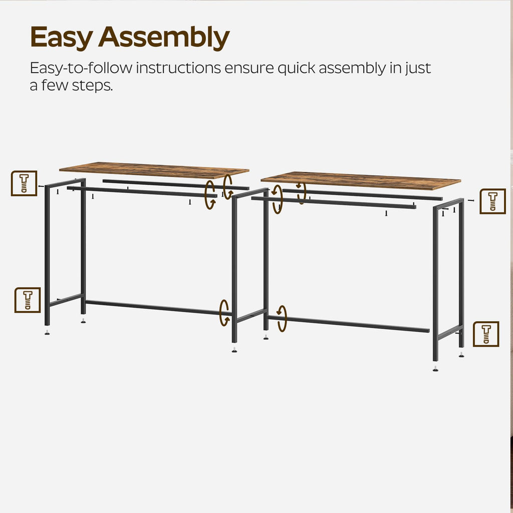 78.7" Long Bar Table, Counter Bar Height Table, High Top Table, Rectangular Hightop Bar Pub, Rustic Brown and Black