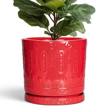 12 Inch Pots for Plants, Ceramic Pots for Plants Indoor Outdoor, Round Flower Pot with Drainage Holes and Saucers