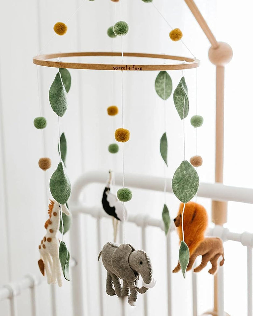 Baby Crib Mobile, Wooden Nursery Decor (Safari Adventure)