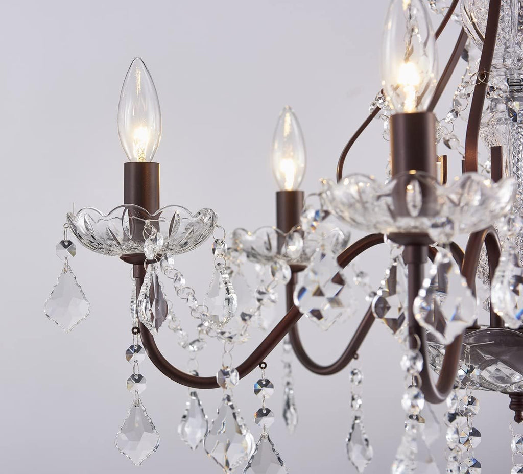 6 Light Crystal Chandelier Light Fixture Modern Chandelier Crystal Lighting, Crystal Pendant Raindrop Chandelier for Dining Room,Bedroom,Living Room,H23 x D24, 6-Light A100-B09HBS96GS