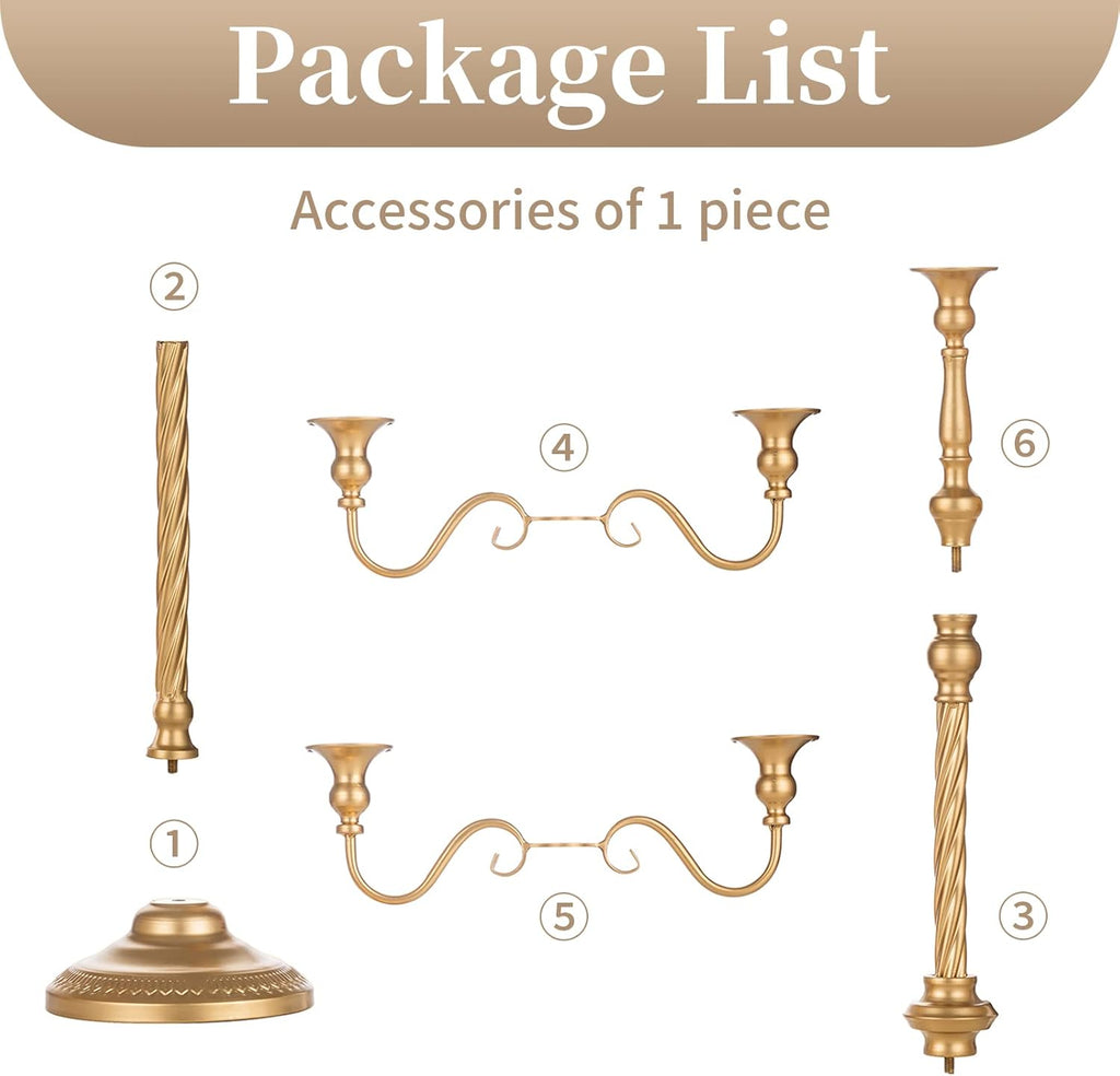Gold Floor Candelabra Candle Holder for Centerpiece - Tall 5 Arm Candlesticks Holders Metal Taper Candle Holder for