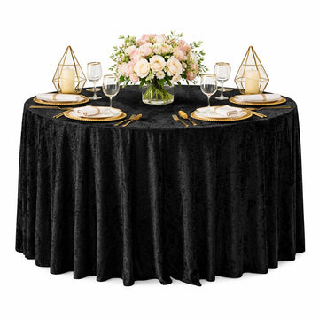 Lush Panne Velvet Round Tablecloth - 120 Inch Elegant Velvet Table Cover for Weddings, Banquets, Holiday Dinners &