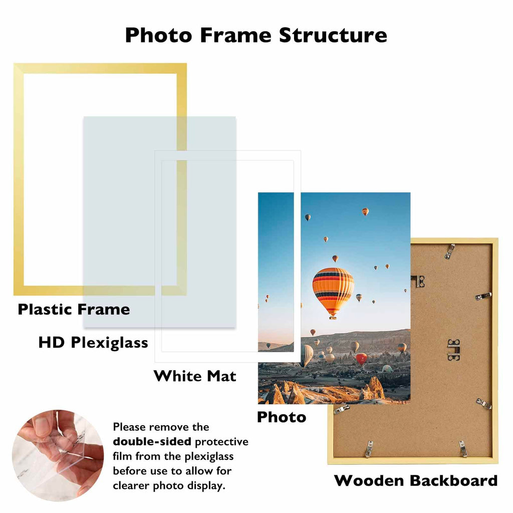 12x16 Picture Frame Set of 2 Gold With 10x14 Mat for 30 x 40cm Diamond Art Painting, Display Photo 10x14 or 12 x 16