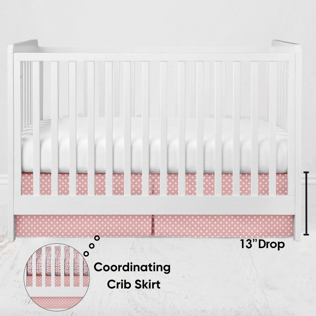 Mix N Match Pin Dots Crib/Toddler Bed Skirt Dust Ruffle (Coral)
