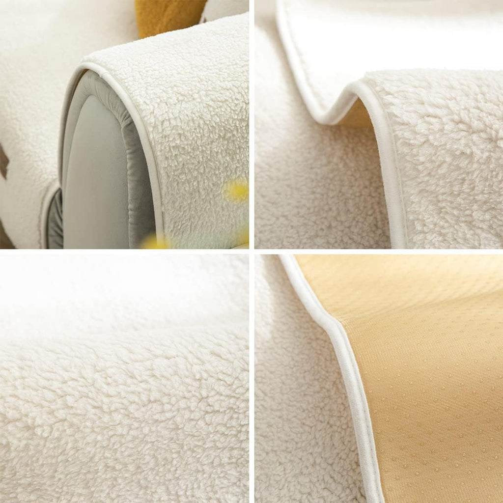 Sherpa Fleece Sofa Couch Covers Super Soft Warm Plush Sectional Couch Cover Luxury Fuzzy Furry Non Slip Sofa