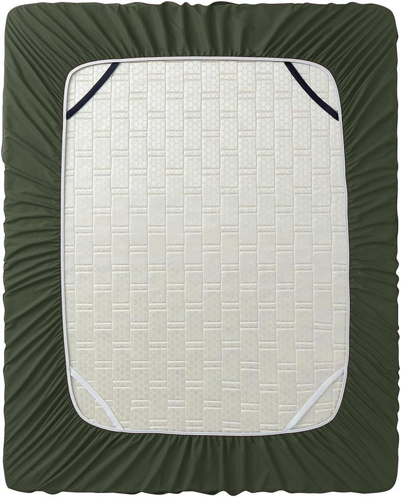 Extra Deep Pocket Full Fitted Sheet, Olive
