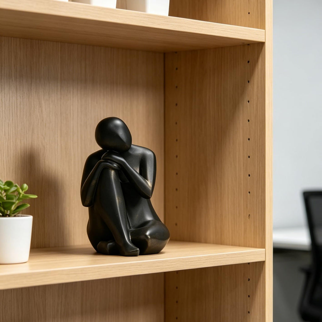 Thinker Statue Abstract Sculpture Decorative Objects Black 8 in