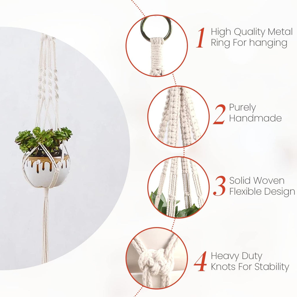 Macrame Plant Hangers Indoor Macrame Hanging Planters for Indoor Plants, 6 Pack Hanging Plant Holders Indoor Hanging