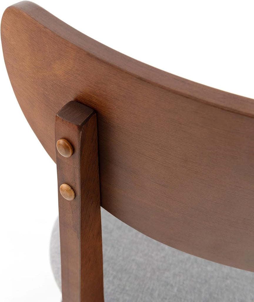 Mid-Century Dining Chairs, Rubber Wood Chairs with Back for Home, Kitchen, Dining Room, Restaurant, Gray-Blue Cushion
