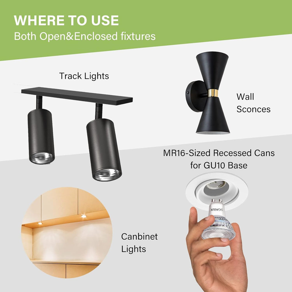GU10 LED Light Bulbs, Dimmable 5000K Daylight White Natural Light, 4.5W 450LM, MR16 LED Bulb Equivalent 50W Halogen