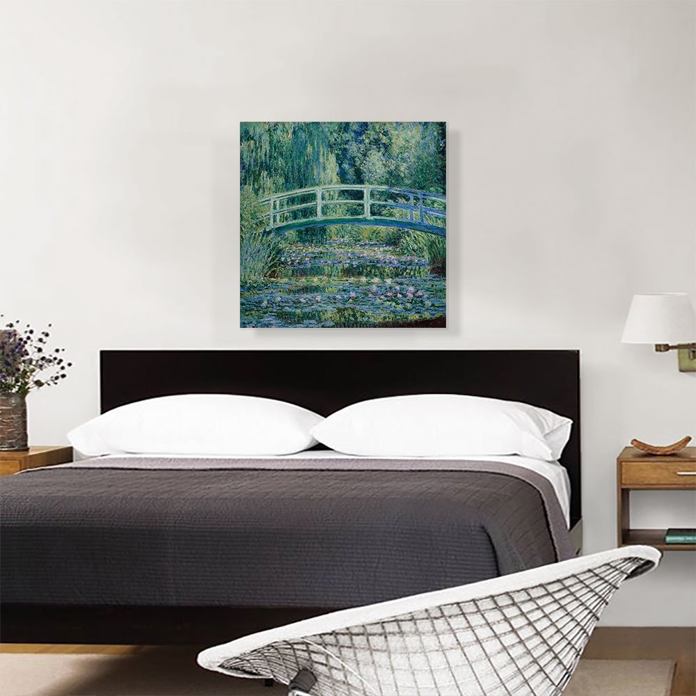 Water Lilies and Japanese Bridge Canvas Art Print Stretched Framed Painting Picture Poster Giclee Wall Decor by