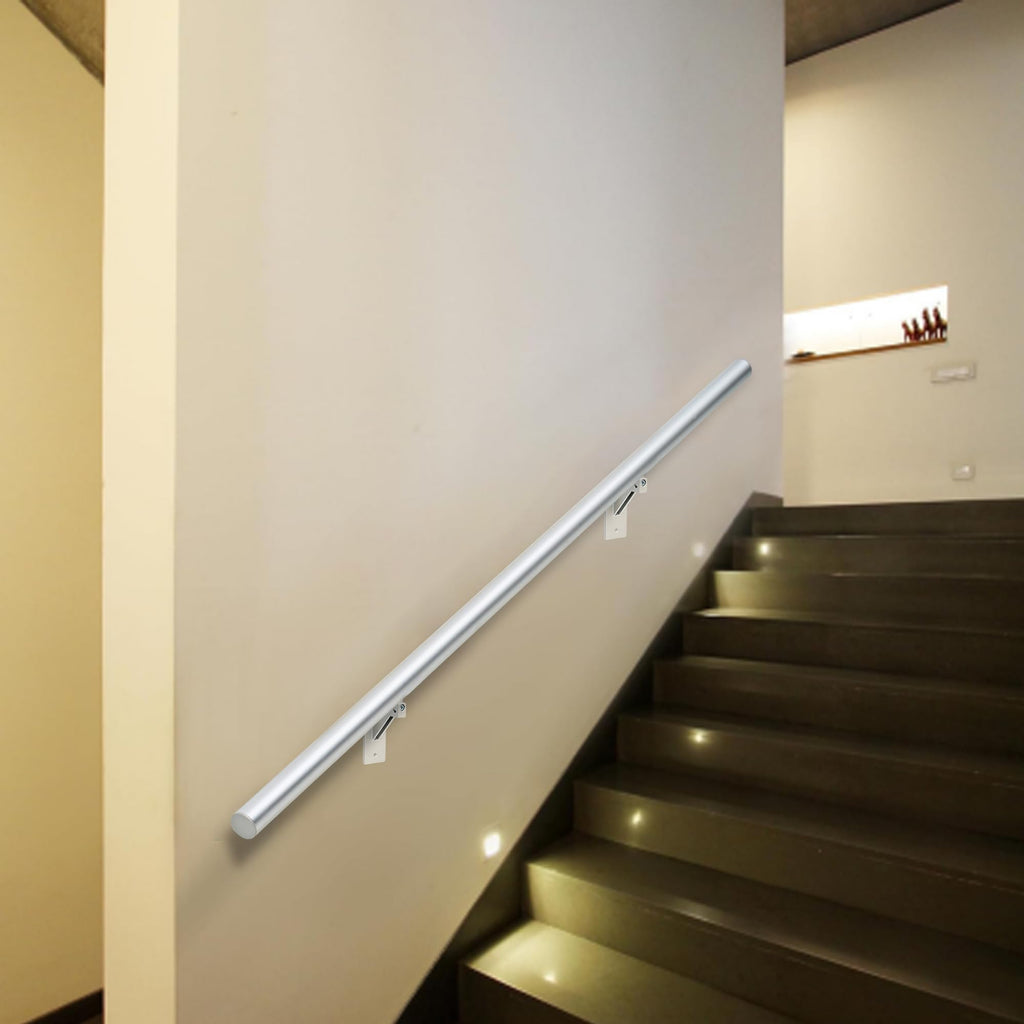 16 FT Handrails Kit for Indoor Outdoor Stairs, Modern Aluminum Handrail Set, 1.4" Diameter Bar, Adjustable 304 Stainless
