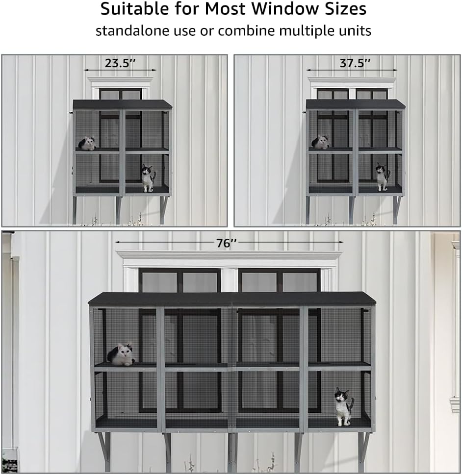 Bug Proof Window Catio, Expandable Outdoor Cat Enclosure