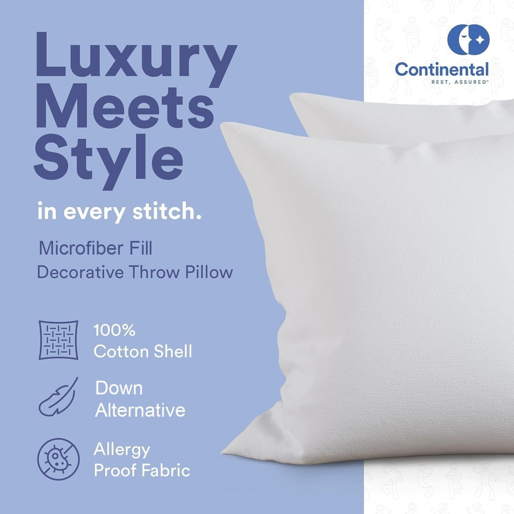Down Alternative Throw Pillow Insert | 100% Cotton 250TC Shell | Medium Loft Decorative Cushion | 20x20 | 1 Pack