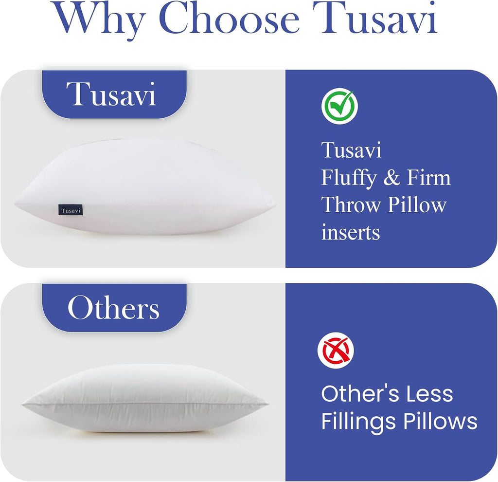 20 x 20 Throw Pillow Inserts() Firm & Fluffy Decorative Down Alternative 20 Pillows for Couch Sofa Bed Living - Set of 2