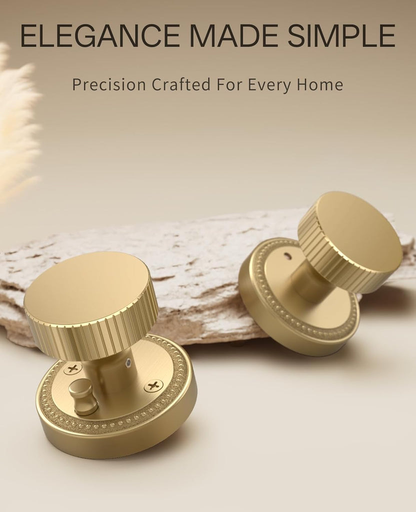 4 Pack Champagne Bronze Privacy Door Knobs with Lock, Door Handles with Champagne Bronze Door Knobs Interior , Heavy