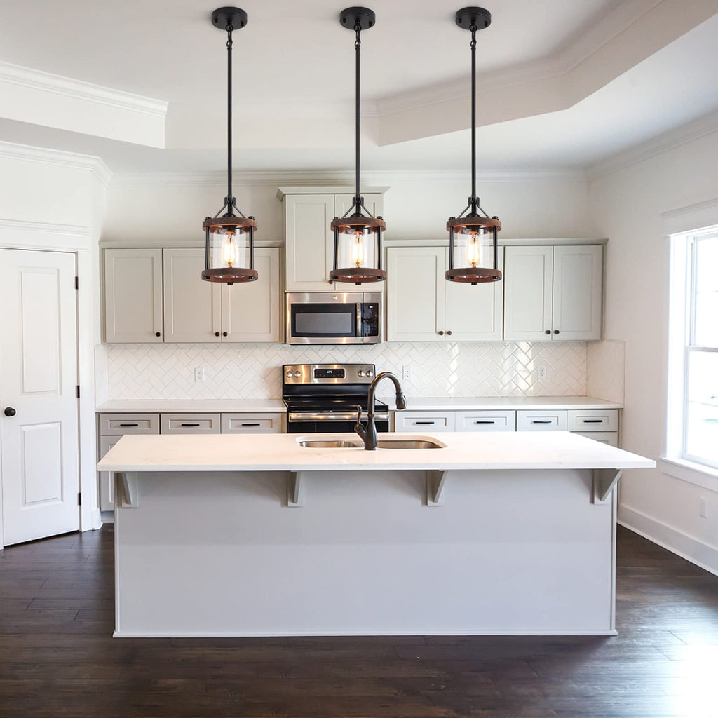 Farmhouse Pendant Light Island, 1-Light Rustic Hanging Pendant