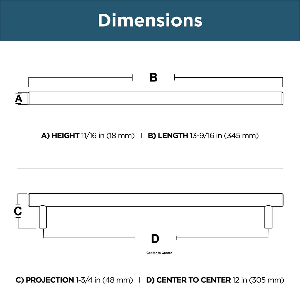 ) - Satin Gold Cabinet Handles, 12 Inch Hole Center, Casual Pulls for Drawers, Kitchen Cabinet Door, Dressers