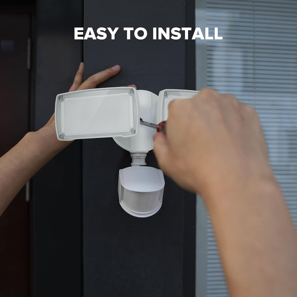 38W 3500 Lumen LED Motion Activated Integrated Dual-Head Floodlight Outdoor with Motion Sensor, 5000K Daylight, Dusk