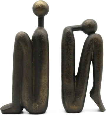 Thinker Decorative Bookends, Non-Slip Book Holder, Resin 9'' | Creative Ornaments Office Home Decor, 1Pair/2Piece