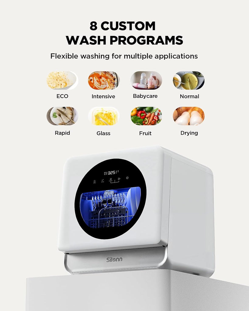 Portable Countertop Dishwasher, Smart App Control, Triple-Jet Cleaning, Built-In Dual Supply &Water Tank. Compact