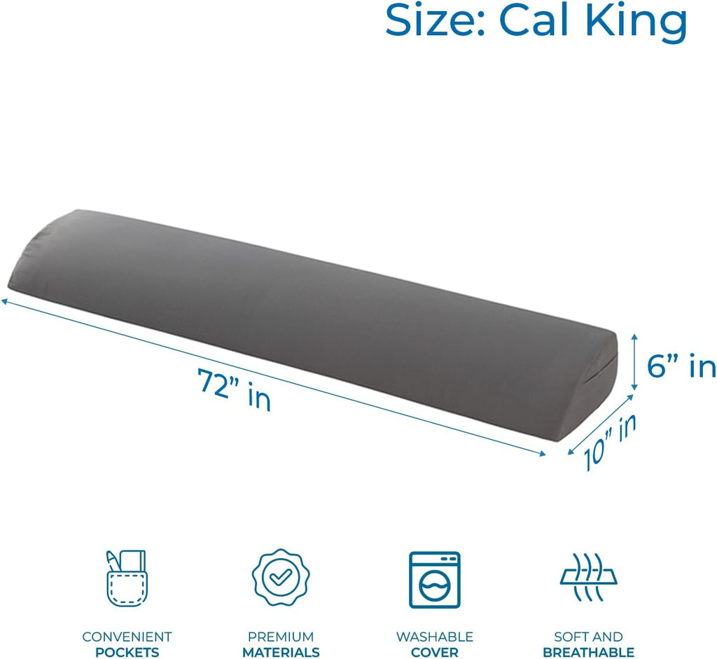 Bed Wedge Pillow for Headboard, Bed Gap Filler Cal King Size with Side Pockets, Headboard Wedge Pillow for Sleeping