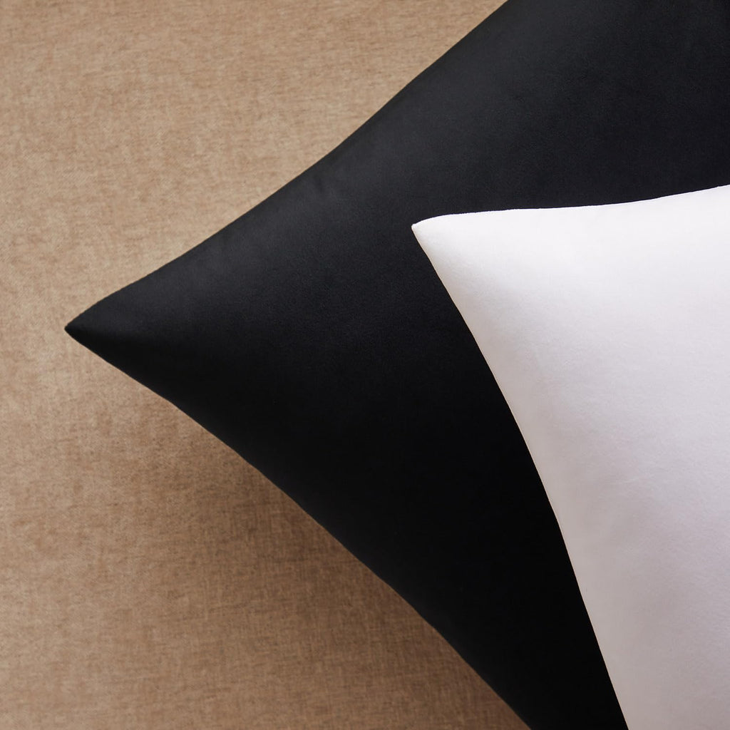 24x24 Euro Velvet Throw Pillow Covers Set of 2, Black