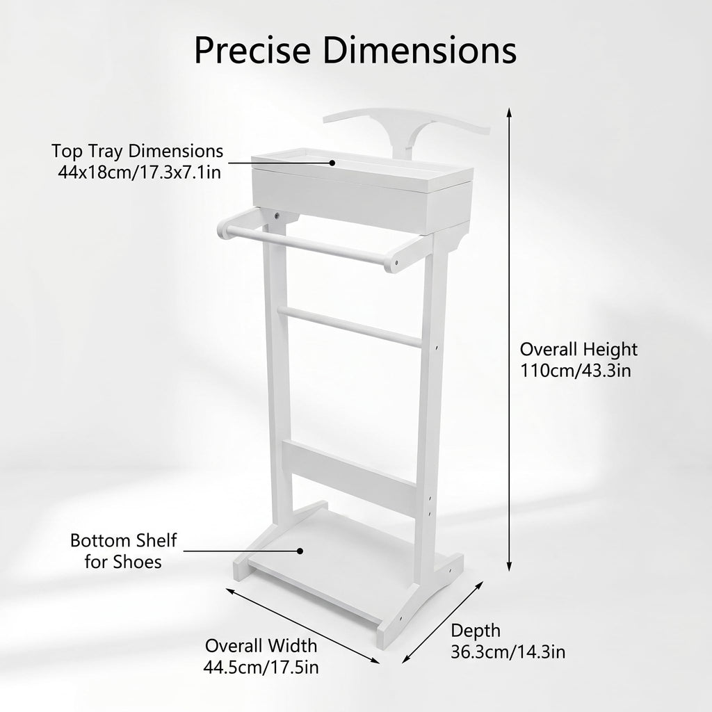 Suit Valet Stand, Wooden Suit Rack for Men and Women, Clothes Valet Stand with Drawer & Trouser Holder, Mens Valet
