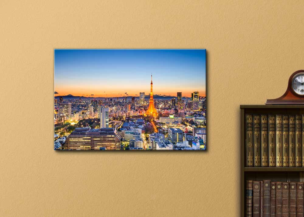 Prints Wall - Tokyo, Japan Skyline at Tokyo Tower | Modern Wall Decor/Home Stretched Gallery Canvas Wraps Giclee