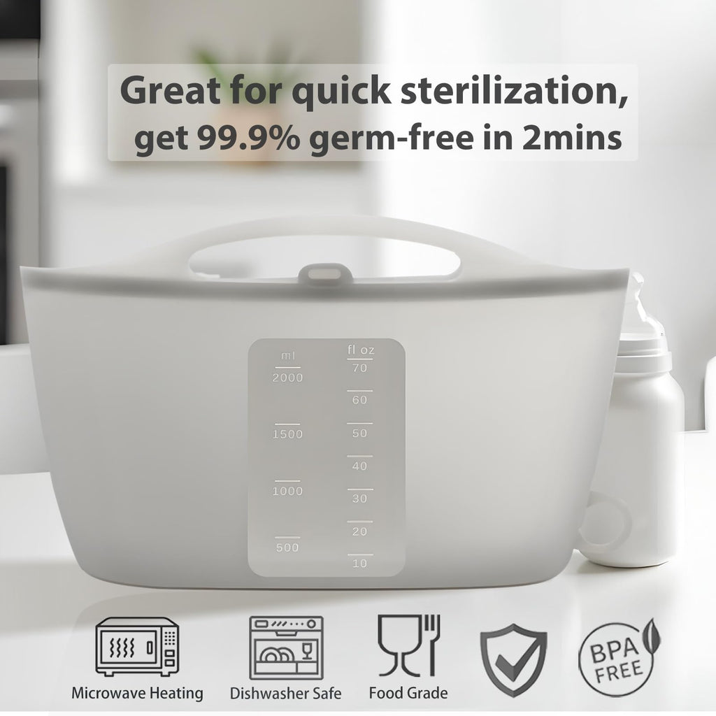 Silicone Microwave Steam Sterilizer Bag for Baby Reusable Quick Sterilizing Bag for Bottles Breast Pump Parts Toddler