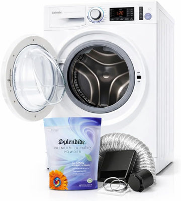 Splendide Washer Dryer Combo for RV - Vented 15lb All-in-One Compact Unit with Complete Vent Kit & Detergent