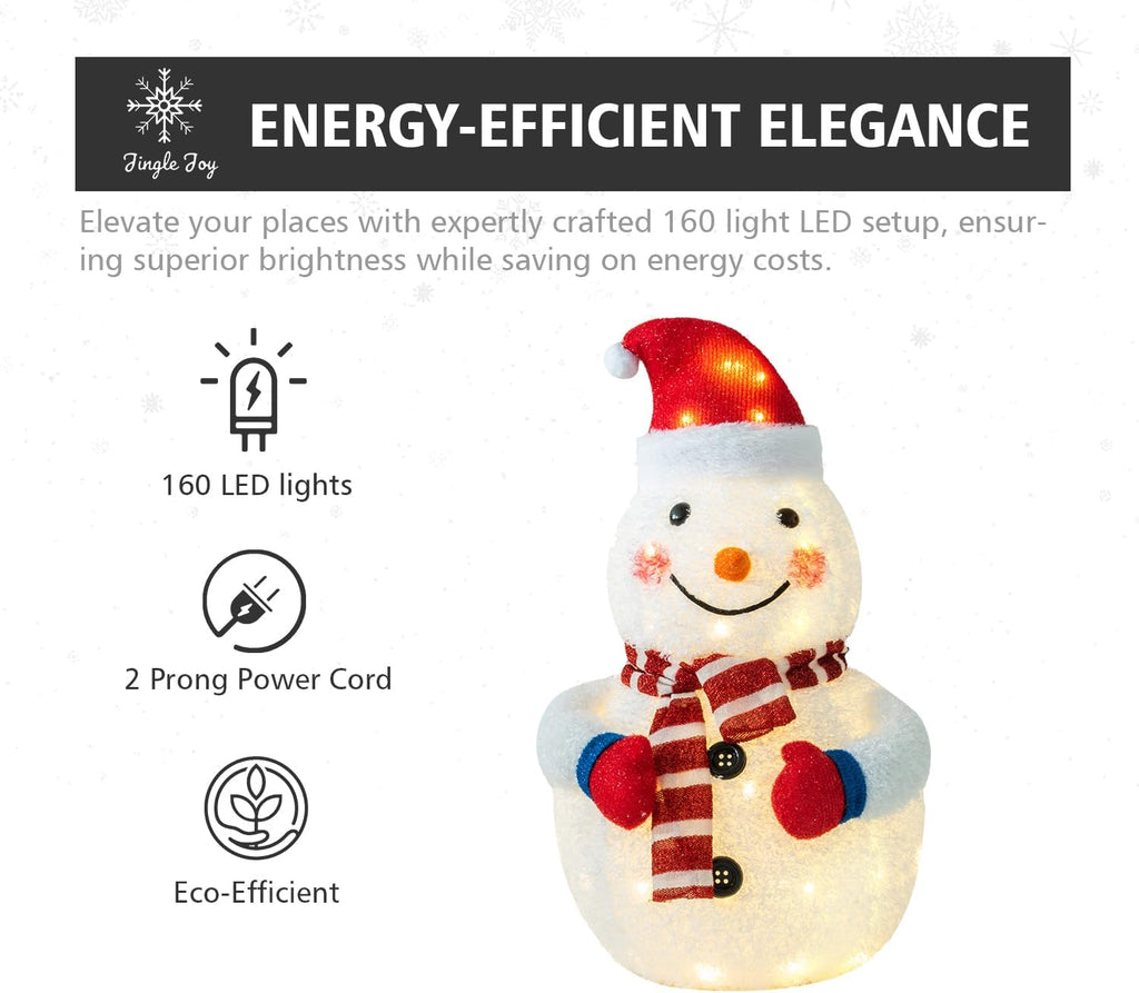3-Piece 32-Inch LED Lighted Outdoor Snowman Family Set - Weather-Resistant Christmas Yard Decorations with Ground