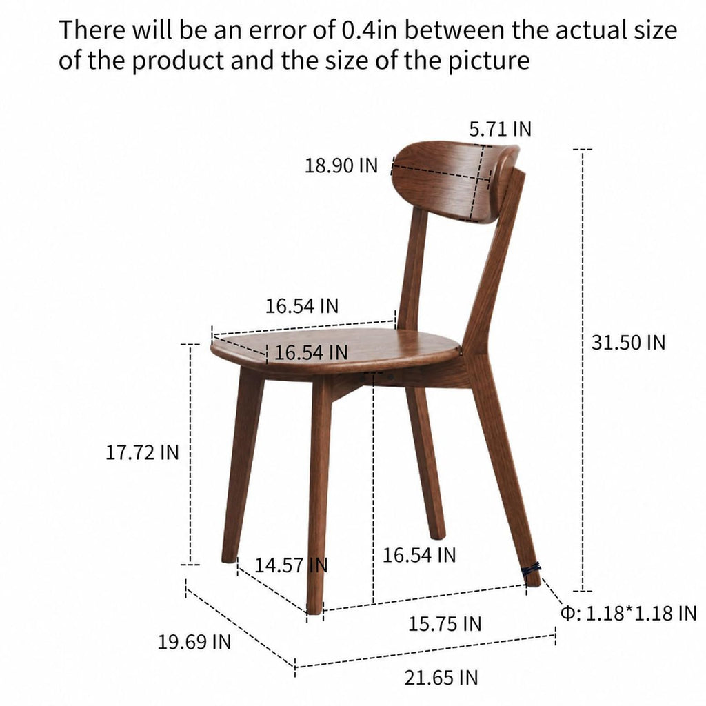 Walnut Dining Chairs Set of 2, Solid Oak Wood