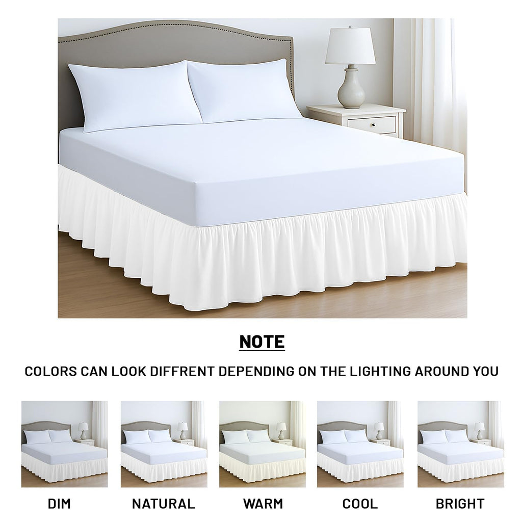 17 Inch Drop Ruffled Bed Skirt Full Size - Classic Gathered Styling, Platform Style Dust Ruffle with Secure Fit