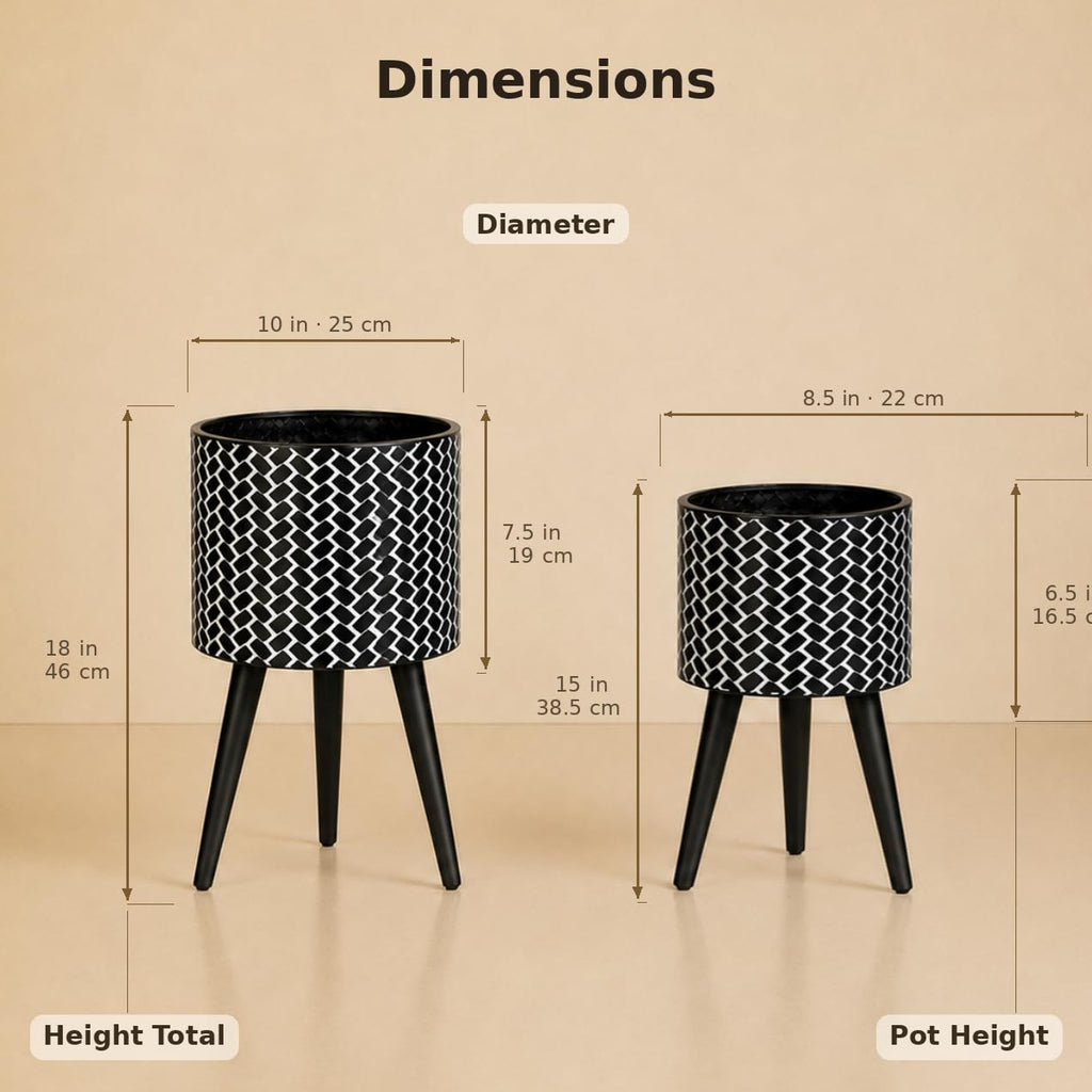 Metal Plant Pots with Legs Set of 2 Standing Planter Tripod