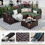 5-Piece Wicker Outdoor Patio Furniture Set | Brown for Backyard, Garden & Porch