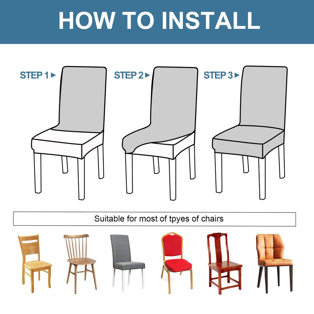 Waterproof Dining Room Chair Covers Set of 6 Slipcovers for Parson Chairs