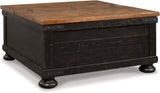 Valebeck Lift Top Coffee Table, Storage, Split-top Design, Wood, 36" W x 36" D x 18" H