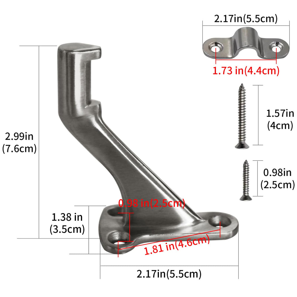 3 Pack Heavy Duty Handrail Stair Brackets Stainless Steel Hardware