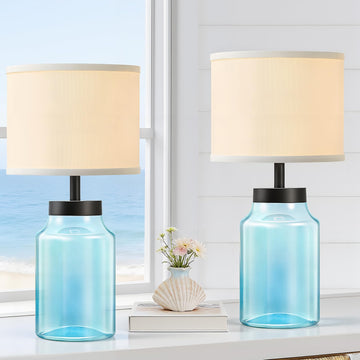 Coastal Fillable Table Lamps, Bedside Lamps Set of 2 Decor