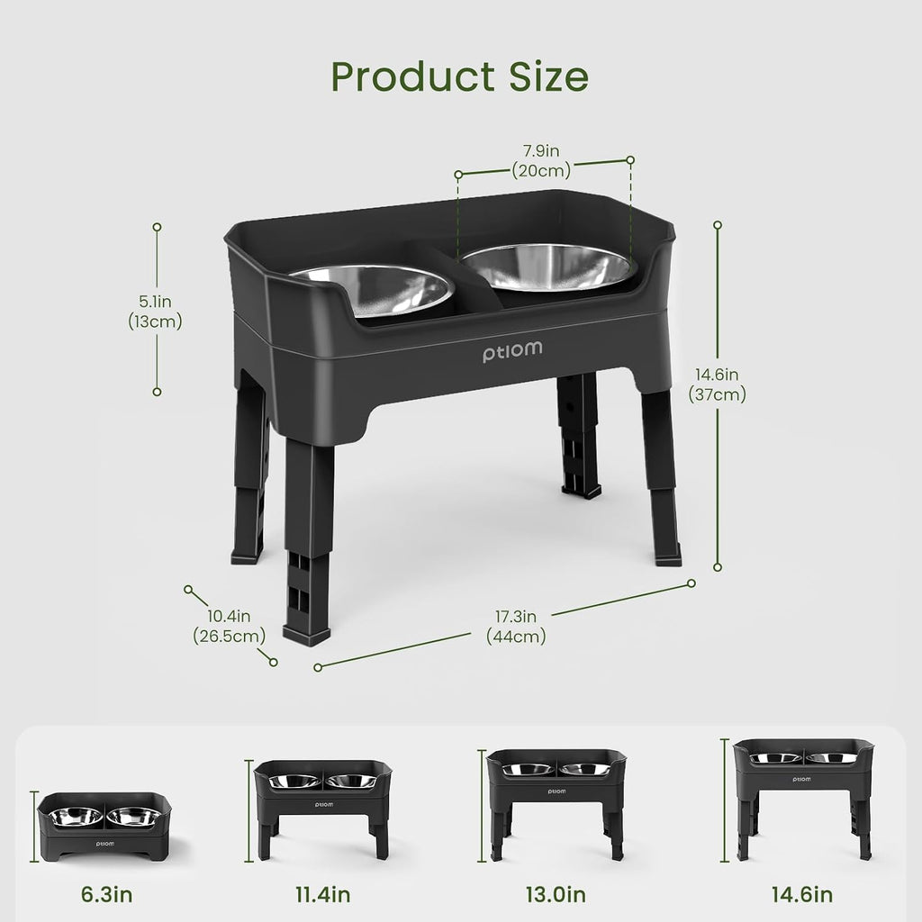 3-in-1 Elevated Dog Bowls Mess Proof Raised Slow Feeder Dog Bowls, 4 Height Adjustable Dog Bowl Stand Licking Plate