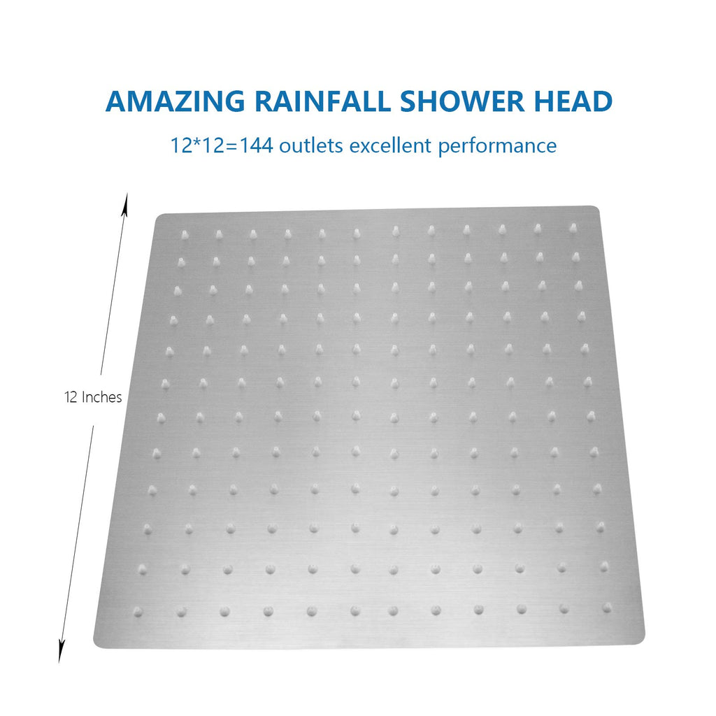 Rain Shower Head, High Flow Stainless Steel Square Rainfall Shower, Waterfall Bath Shower Body Covering, Ceiling or
