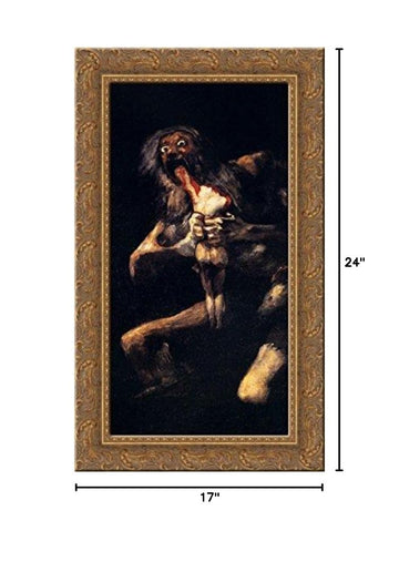 Saturn Devouring His Sons 17x24 Gold Ornate Wood Framed Canvas Art by Goya, Francisco de